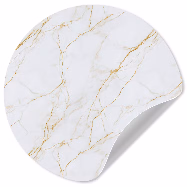 Wit - Marmer - Goud - Luxueus Wandcirkel behangsticker klein 186 -3d