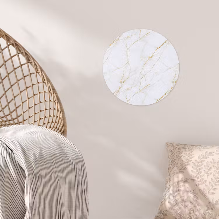Wit - Marmer - Goud - Luxueus Wandcirkel behangsticker klein 186 -sfeer4