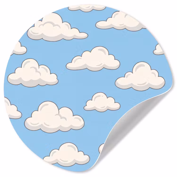 Wolk - Cartoon - Lucht - Blauw - Wit Wandcirkel behangsticker klein -3d