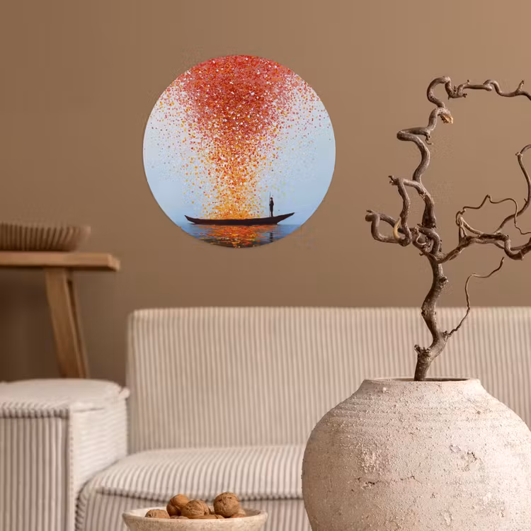 Wolk - Confetti - Boot - Wateroppervlakte Wandcirkel behangsticker klein -sfeer1