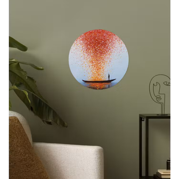 Wolk - Confetti - Boot - Wateroppervlakte Wandcirkel behangsticker klein -sfeer2