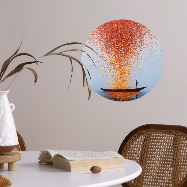 Wolk - Confetti - Boot - Wateroppervlakte Wandcirkel behangsticker klein -sfeer3