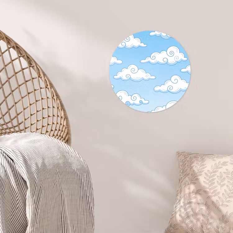 Wolk - Lucht - Cartoon - Blauw - Wit Wandcirkel behangsticker klein -sfeer4