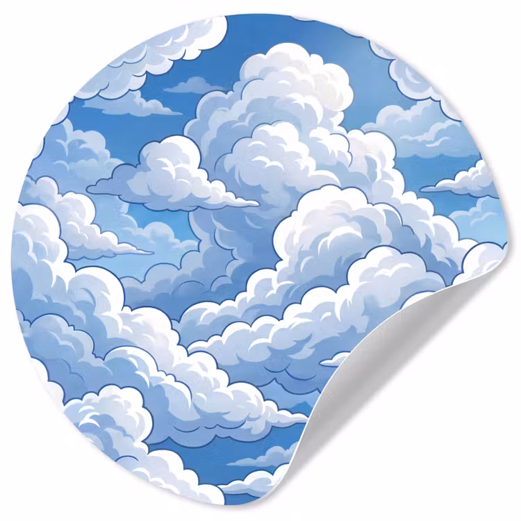 Wolken - Hemel - Abstract - Wit Wandcirkel behangsticker klein -3d