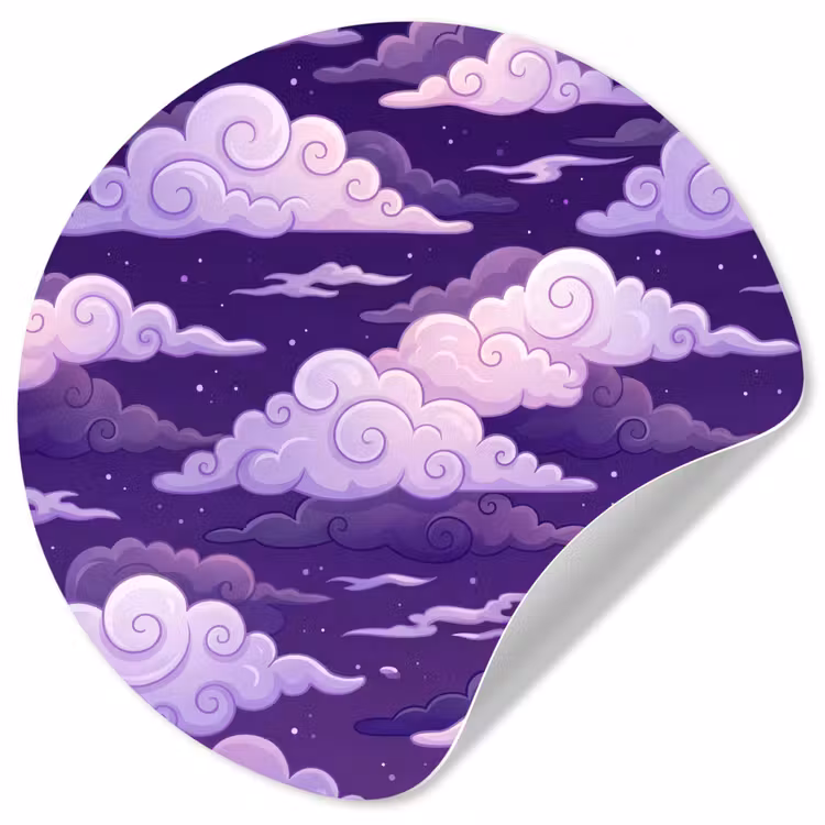 Wolken - Nacht - Natuur - Abstract - Paars Wandcirkel behangsticker klein -3d