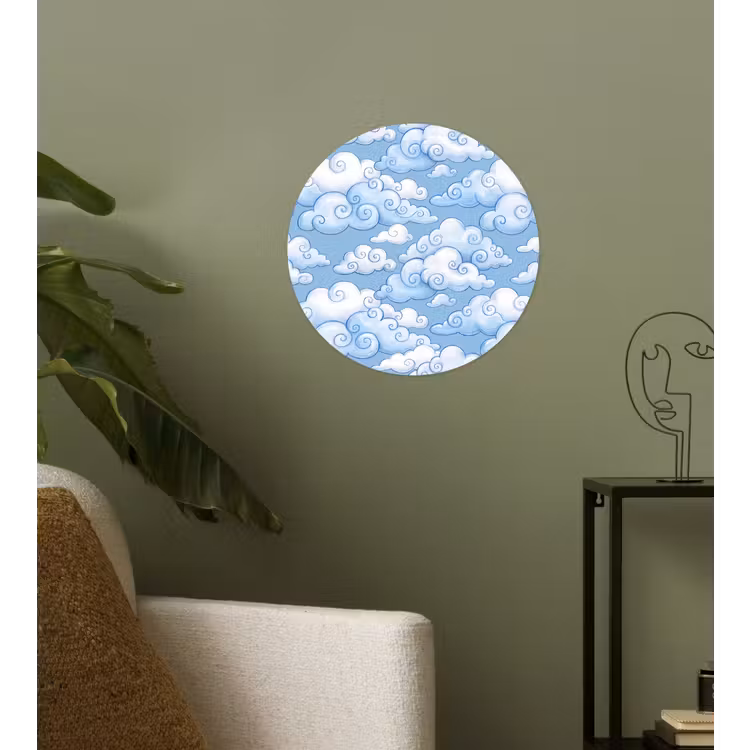 Wolken - Patroon - Hemel - Illustratie - Wit Wandcirkel behangsticker klein -sfeer2