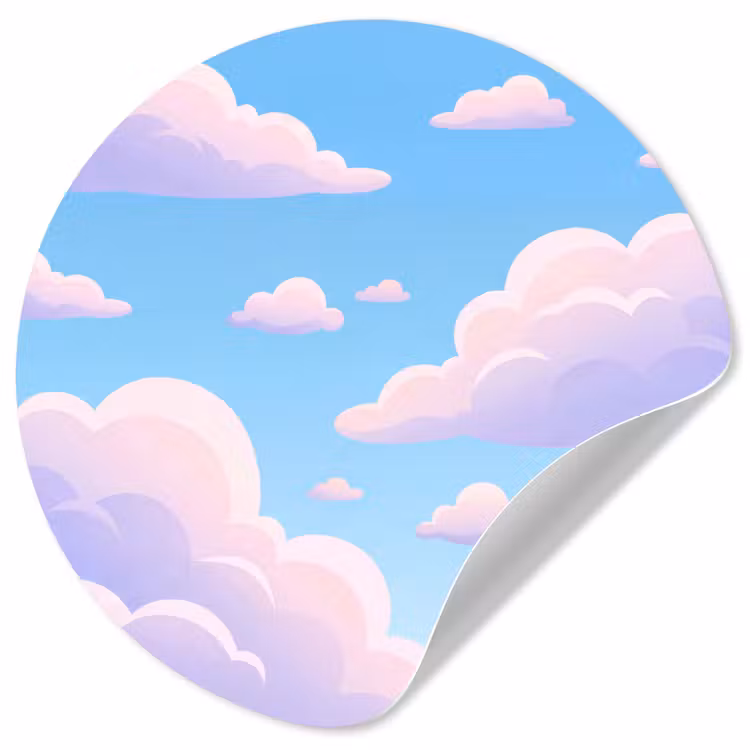 Wolken - Roze - Blauw - Natuur - Modern Wandcirkel behangsticker klein -3d