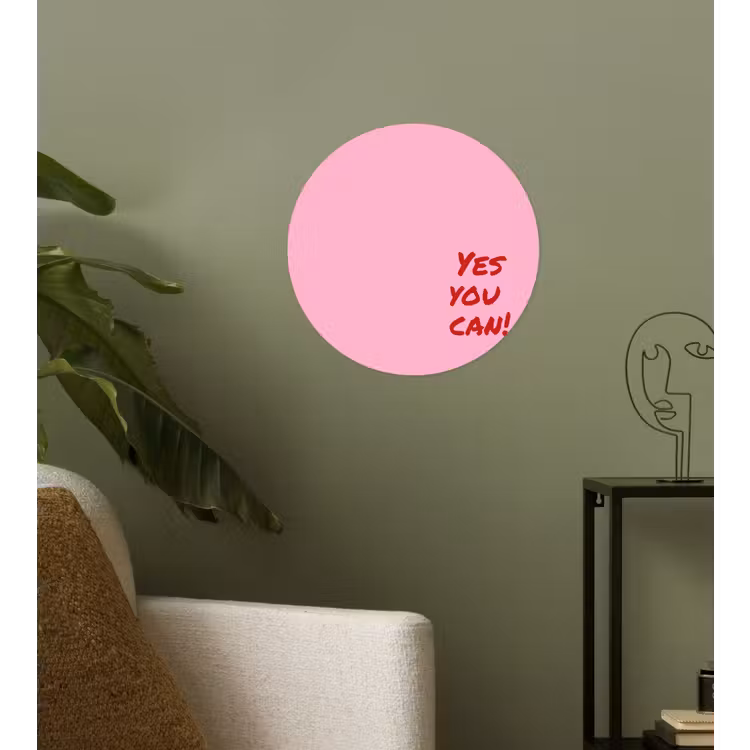 Yes you can do it - Rood - Roze Wandcirkel behangsticker klein -sfeer2