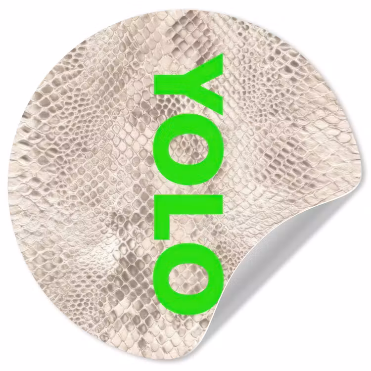 YOLO - Groen - Neon - Slangenprnt Wandcirkel behangsticker klein -3d