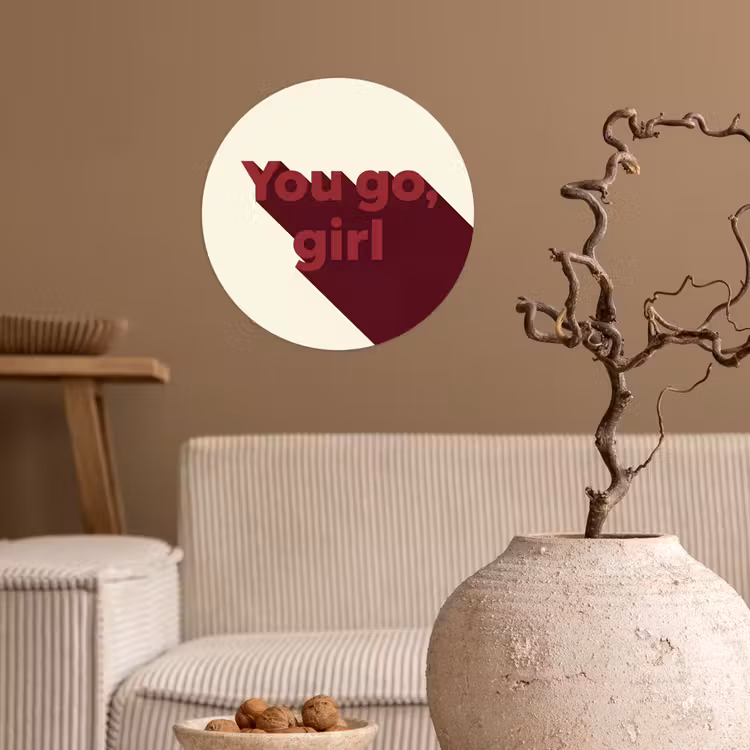 you go girl - 3D - Rood Wandcirkel behangsticker klein -sfeer1