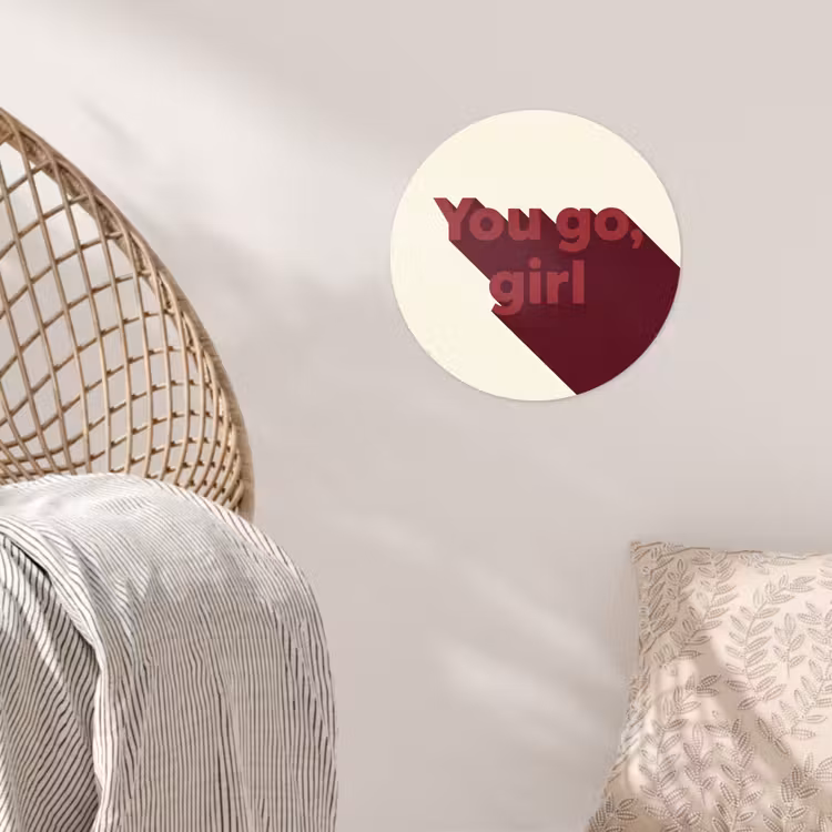 you go girl - 3D - Rood Wandcirkel behangsticker klein -sfeer4