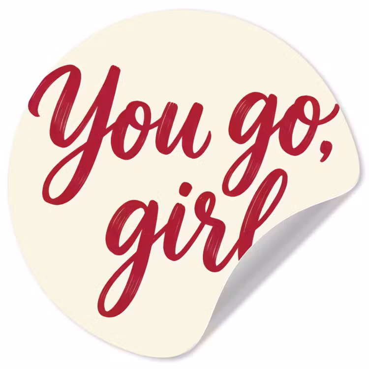 you go girl - Rood - Wit Wandcirkel behangsticker klein -3d