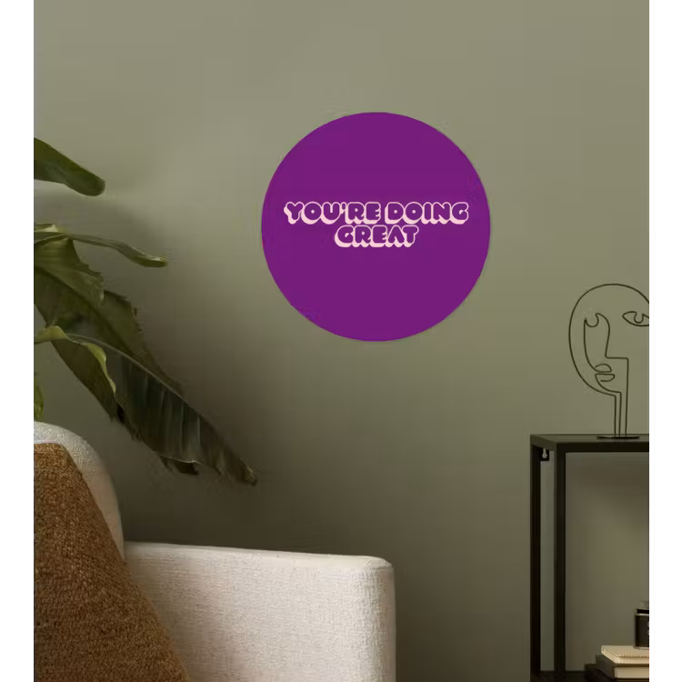 You're doing great - Paars - Bubble letters Wandcirkel behangsticker klein -sfeer2