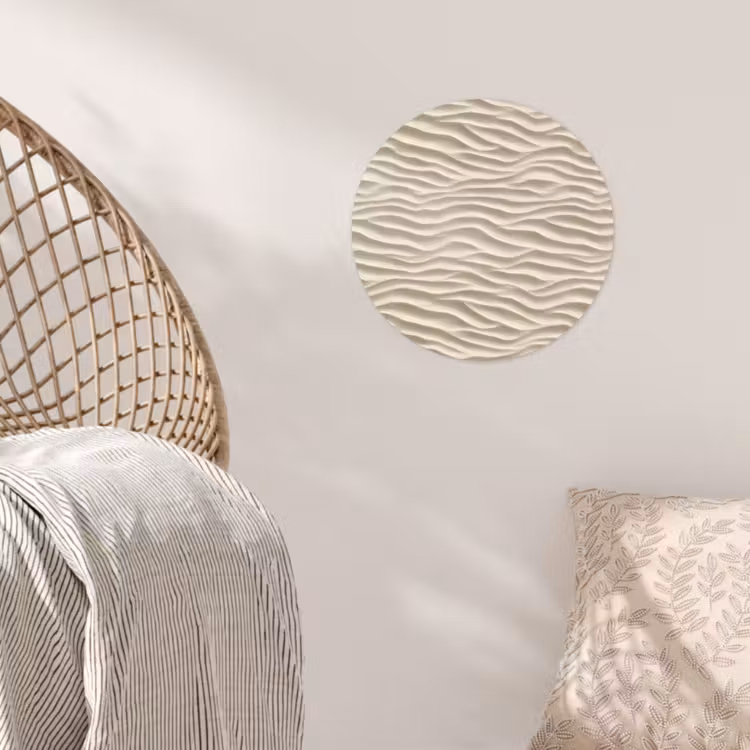 Zand - Golven - Beige Wandcirkel behangsticker klein 186 -sfeer4