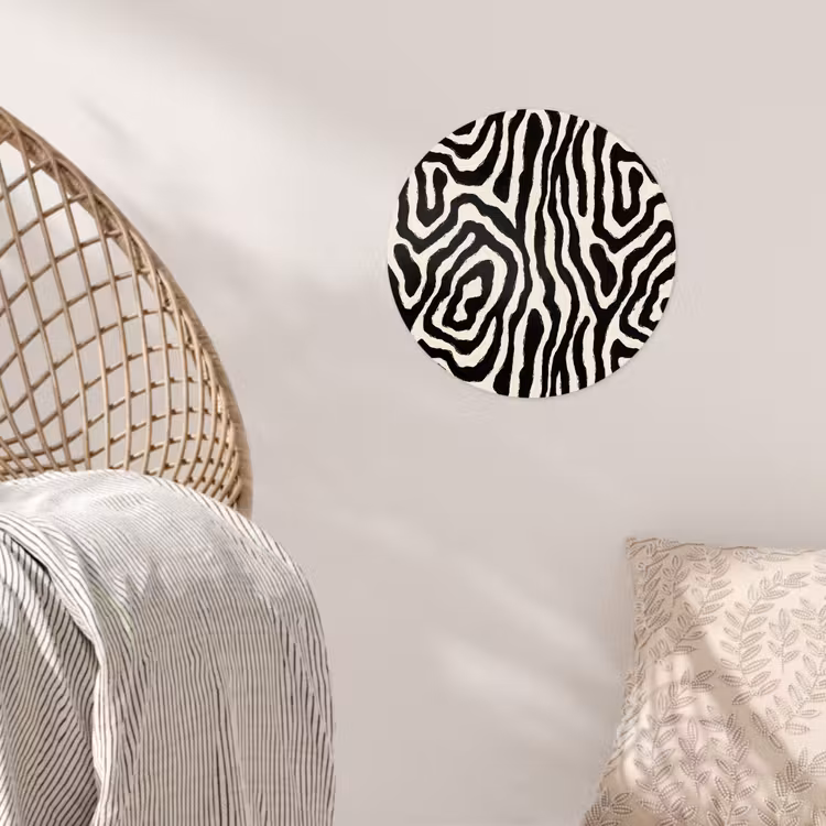 Zebra - Zwart - Abstract Wandcirkel behangsticker klein 186 -sfeer4