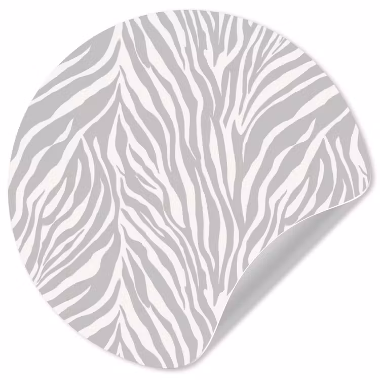 Zebra - Motief - Grijs Wandcirkel behangsticker klein 186 -3d