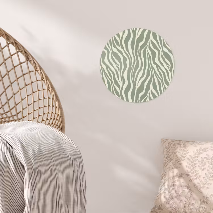 Zebra - Motief - Groen Wandcirkel behangsticker klein 186 -sfeer4