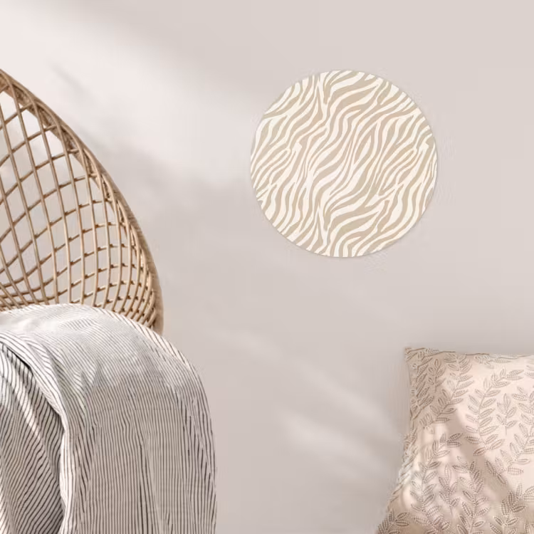 Zebra - Patroon - Beige Wandcirkel behangsticker klein 186 -sfeer4