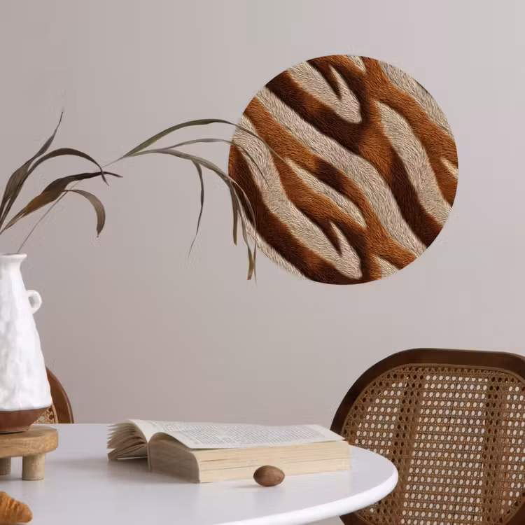 Zebra - Bruin - Patroon Wandcirkel behangsticker klein 186 -sfeer3