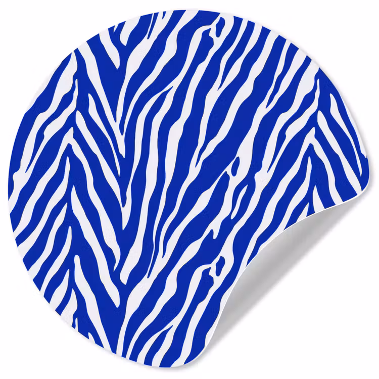 Zebra - Patroon - Kobalt - Blauw Wandcirkel behangsticker klein 186 -3d