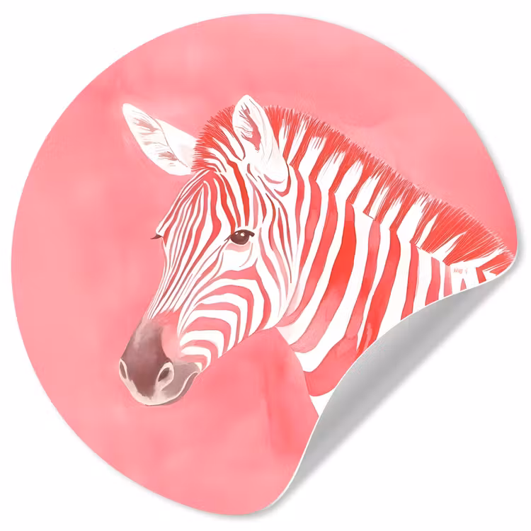 Zebra - Pink - Verf Wandcirkel behangsticker klein -3d