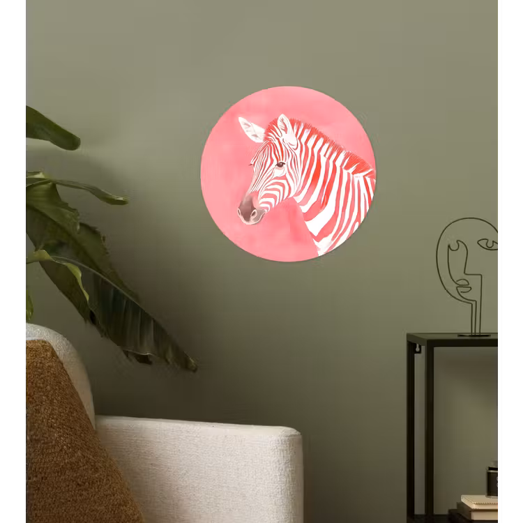 Zebra - Pink - Verf Wandcirkel behangsticker klein -sfeer2