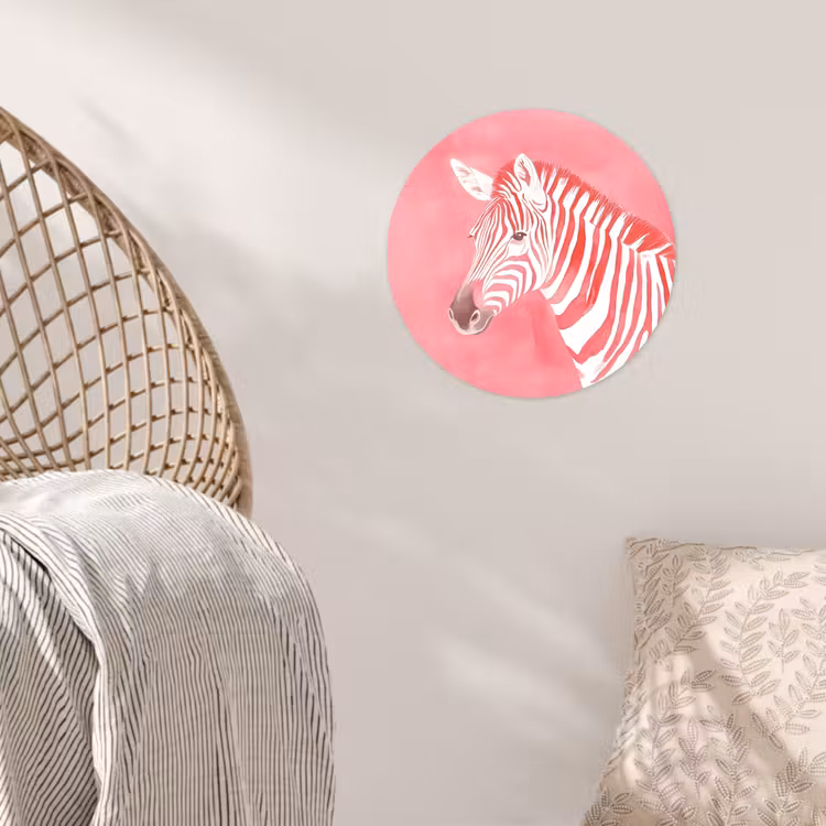 Zebra - Pink - Verf Wandcirkel behangsticker klein -sfeer4