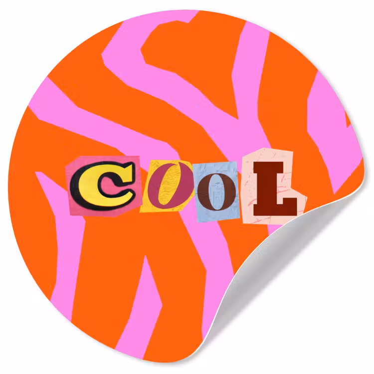 Zebraprint - Grafisch - COOL - Oranje Wandcirkel behangsticker klein -3d