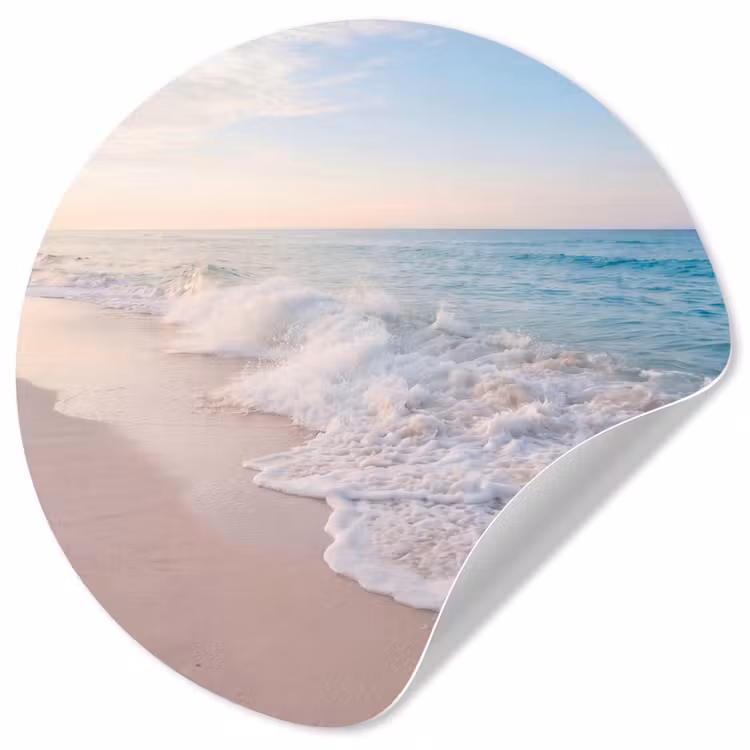 Zee - Golven - Strand - Natuur - Wit Wandcirkel behangsticker klein -3d