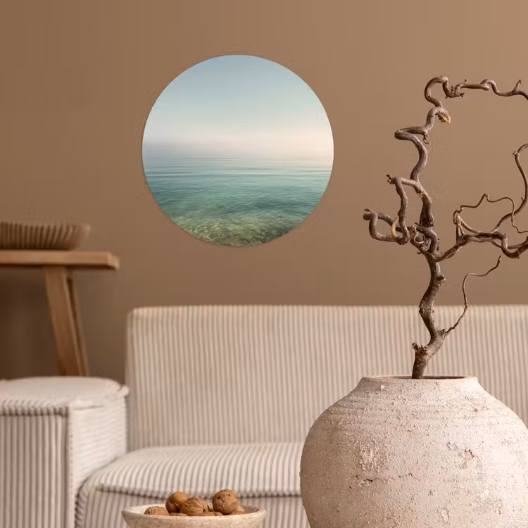 Zee - Horizon - Blauw - Mist Wandcirkel behangsticker klein -sfeer1