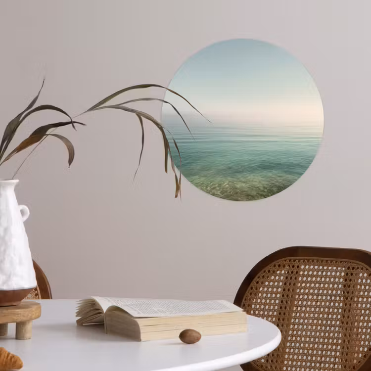 Zee - Horizon - Blauw - Mist Wandcirkel behangsticker klein -sfeer3