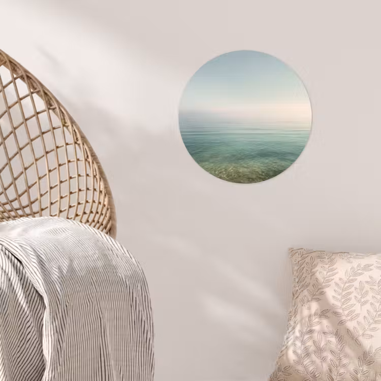 Zee - Horizon - Blauw - Mist Wandcirkel behangsticker klein -sfeer4