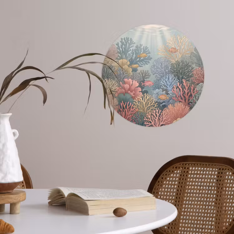 Zee - Koraal - Vis - Natuur - Kleurrijk Wandcirkel behangsticker klein -sfeer3