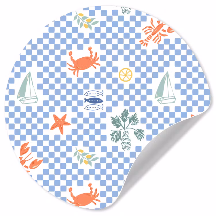 Zee - Sfeer -  Zeilboot - Blauw Wandcirkel behangsticker klein 186 -3d