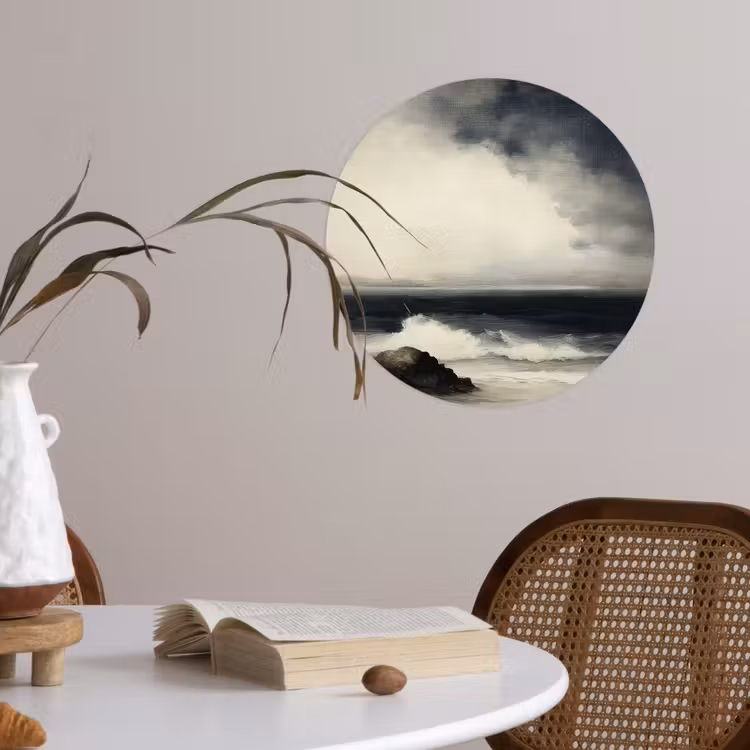 Zee - Rotsen - Storm Wandcirkel behangsticker klein -sfeer3