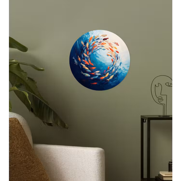 Zee - Vissen - Kleurrijk - Dynamisch Wandcirkel behangsticker klein -sfeer2