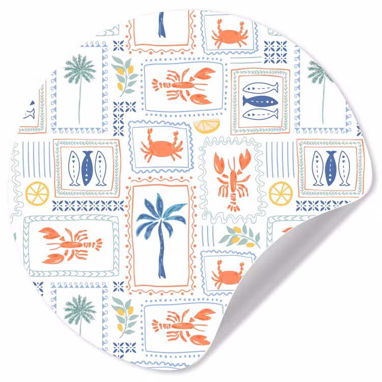 Italiaans - Zee - Sfeer - Krab - Multi Wandcirkel behangsticker klein 186 -3d