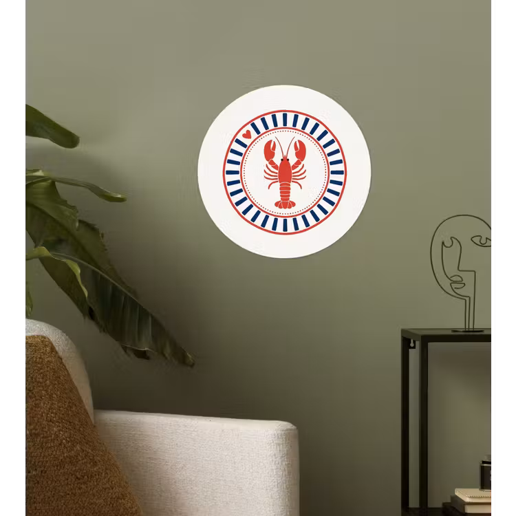 Zeeleven - Kreeft - Embleem - Grafisch - Rood Wandcirkel behangsticker klein -sfeer2