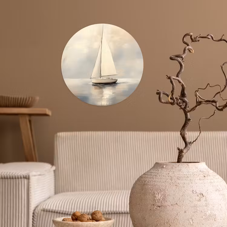 Zeilschip - Zee - Bewolkt Wandcirkel behangsticker klein -sfeer1