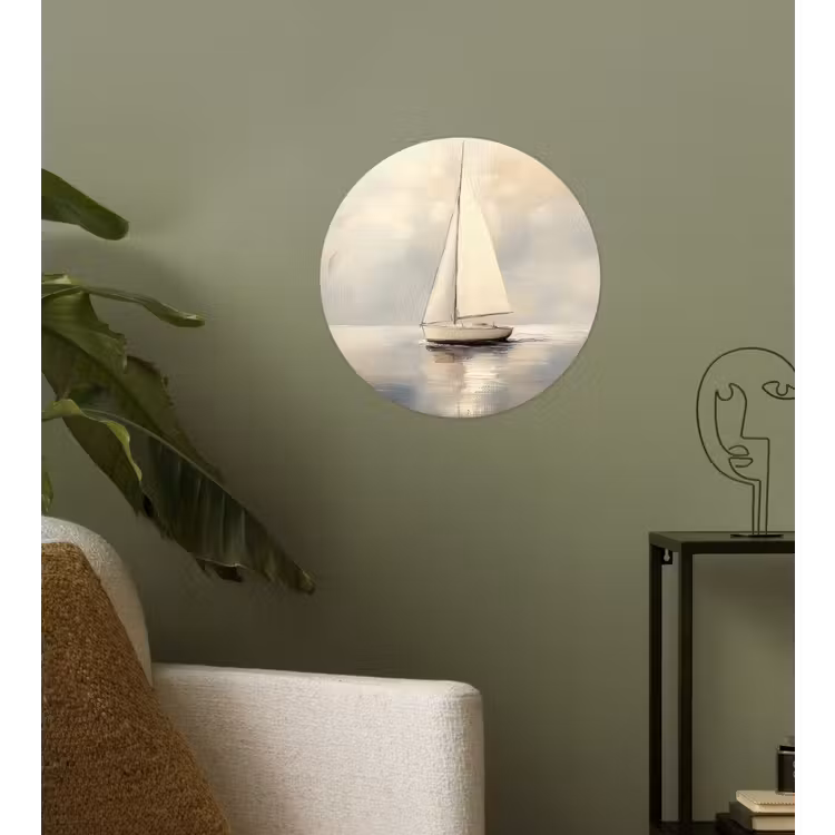 Zeilschip - Zee - Bewolkt Wandcirkel behangsticker klein -sfeer2