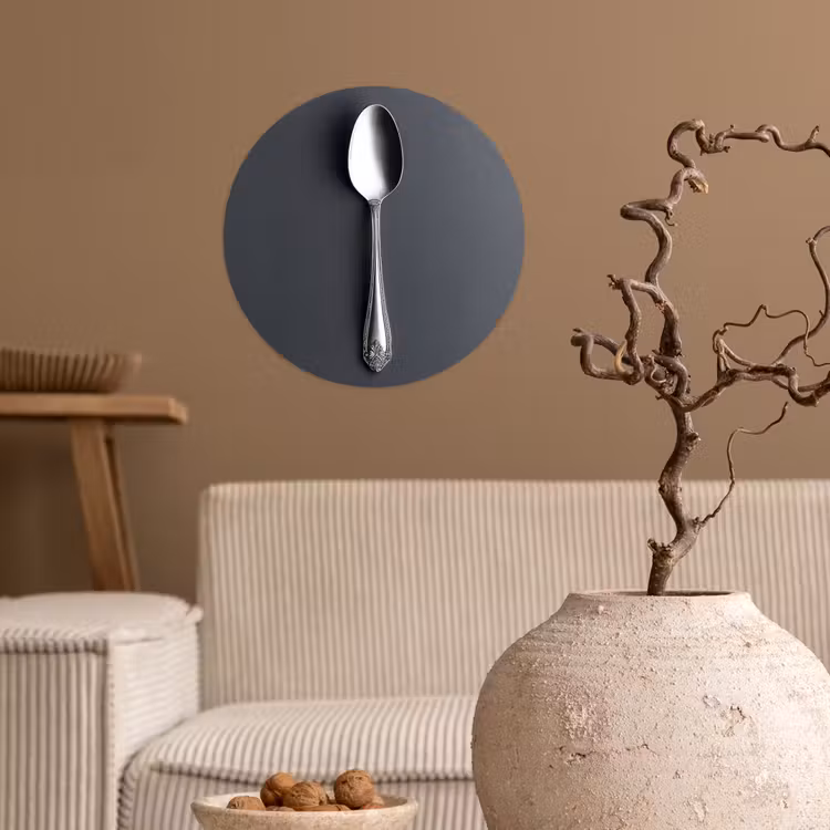 Zilver - Metaal - Lepel Wandcirkel behangsticker klein -sfeer1