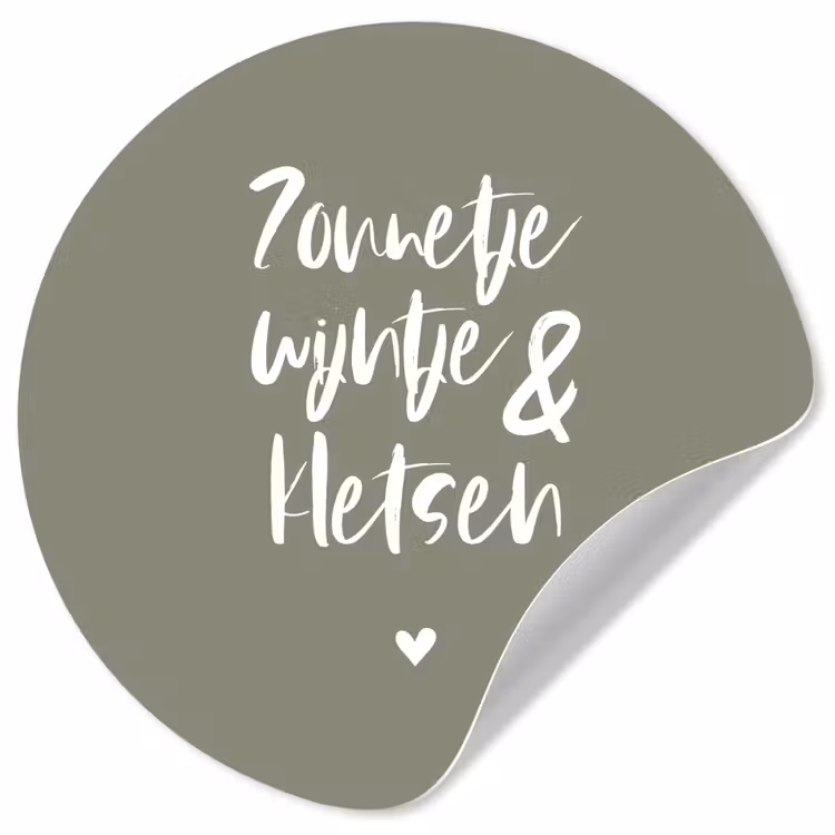 Zomer - Tekst - Zonnetje, wijntje & kletsen - Quotes Wandcirkel behangsticker klein -3d