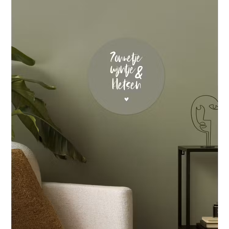 Zomer - Tekst - Zonnetje, wijntje & kletsen - Quotes Wandcirkel behangsticker klein -sfeer2