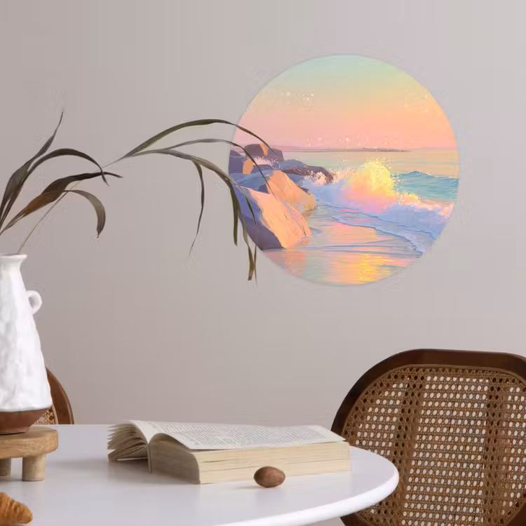 Zomerlicht - Strand - Fonkelende accenten Wandcirkel behangsticker klein -sfeer3
