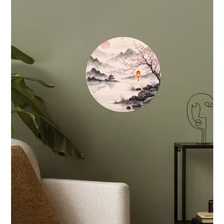 Zon - Japans - Traditioneel Wandcirkel behangsticker klein -sfeer2