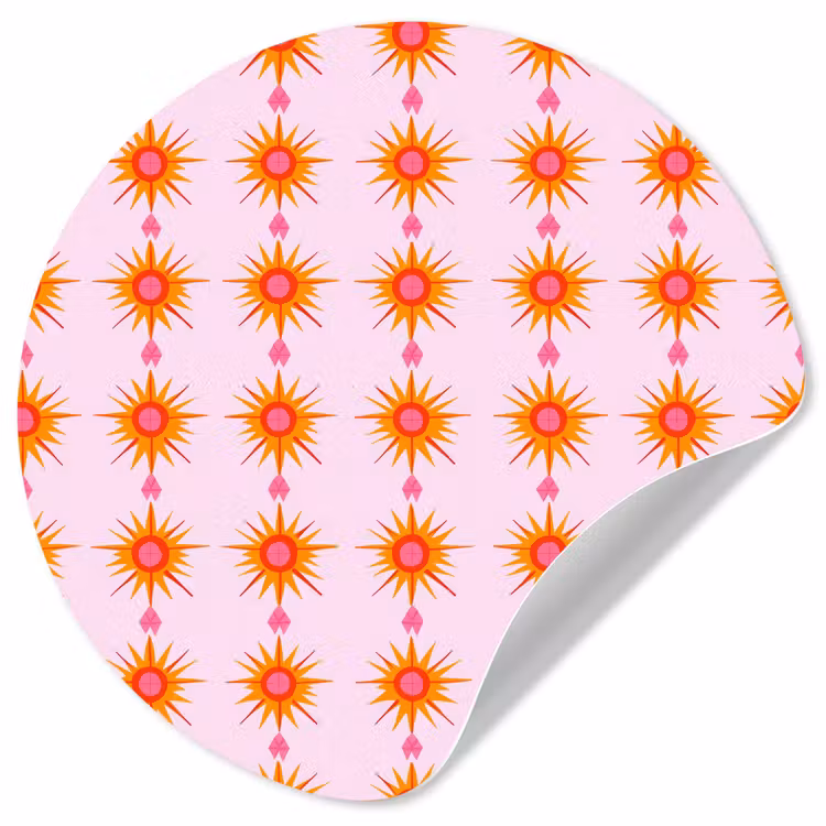 Zon - Motief - Roze Wandcirkel behangsticker klein 186 -3d