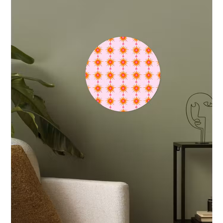 Zon - Motief - Roze Wandcirkel behangsticker klein 186 -sfeer2