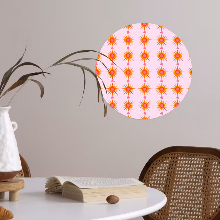 Zon - Motief - Roze Wandcirkel behangsticker klein 186 -sfeer3