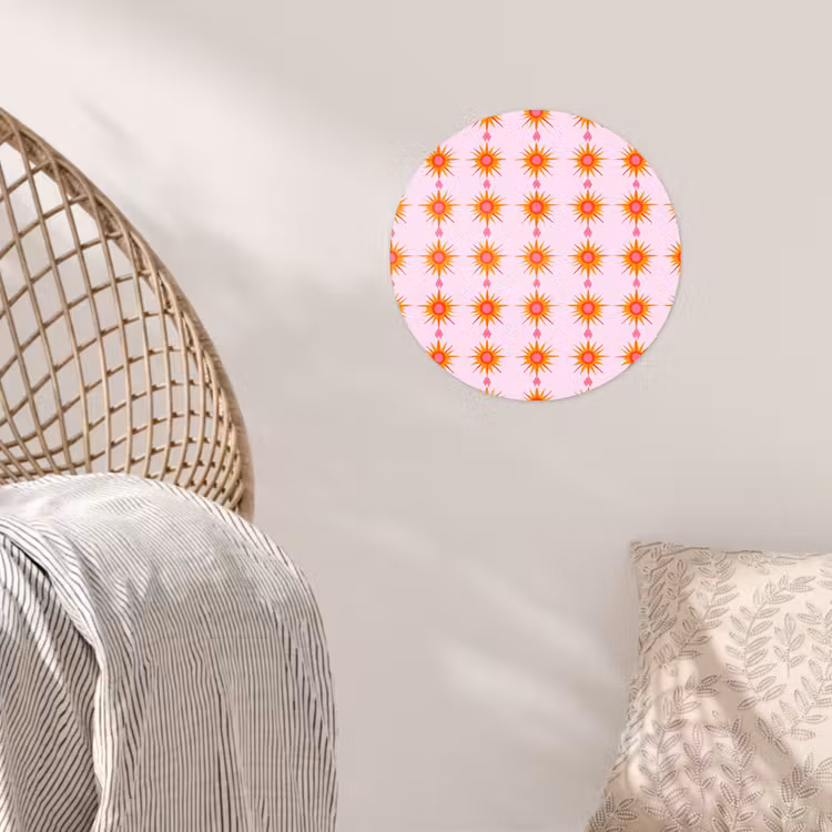 Zon - Motief - Roze Wandcirkel behangsticker klein 186 -sfeer4