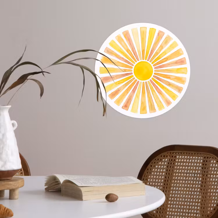 Zon - Stralen - Aquarel - Geel - Abstract Wandcirkel behangsticker klein -sfeer3